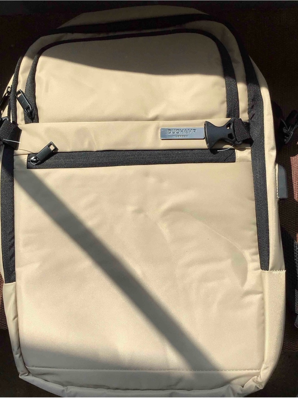 Duchamp Beige Backpack with Black Accents